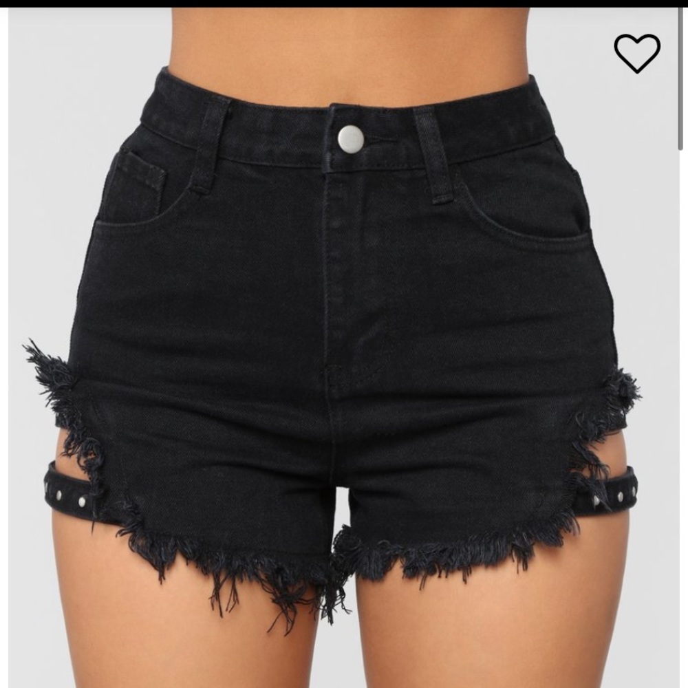 Black denim short